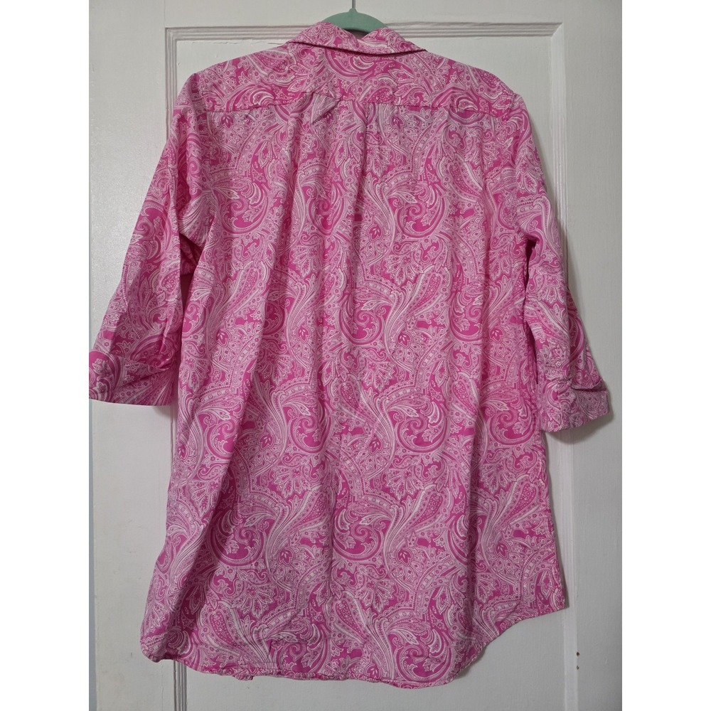 Lauren Ralph Lauren Tunic Shirt Dress L Monogram Pink Paisley Lounge Beachy PJs - Picture 2 of 5